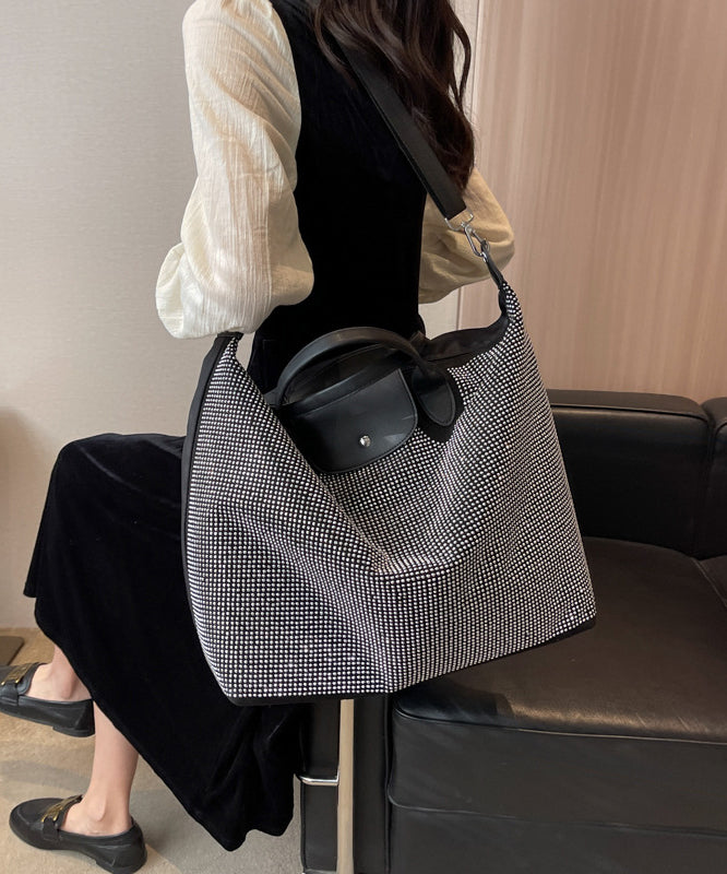 Silver Large Capacity Zircon Encrusted Handbag