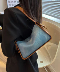 Versatile Blue Faux Leather Messenger Bag
