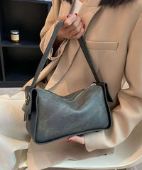 Versatile Blue Faux Leather Messenger Bag