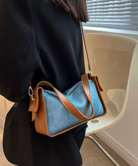 Versatile Blue Faux Leather Messenger Bag