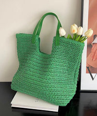 Green Versatile Large Capacity Straw Woven Shoulder Bag