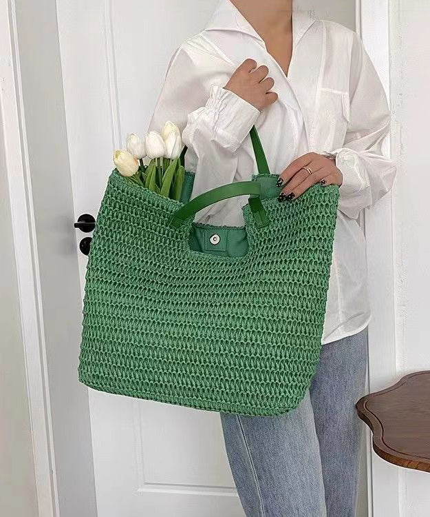 Green Versatile Large Capacity Straw Woven Shoulder Bag