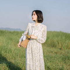 Fern Valley Cottagecore Mori Girl Soft Floral Chiffon Dress
