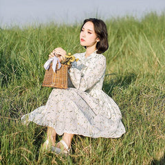 Fern Valley Cottagecore Mori Girl Soft Floral Chiffon Dress