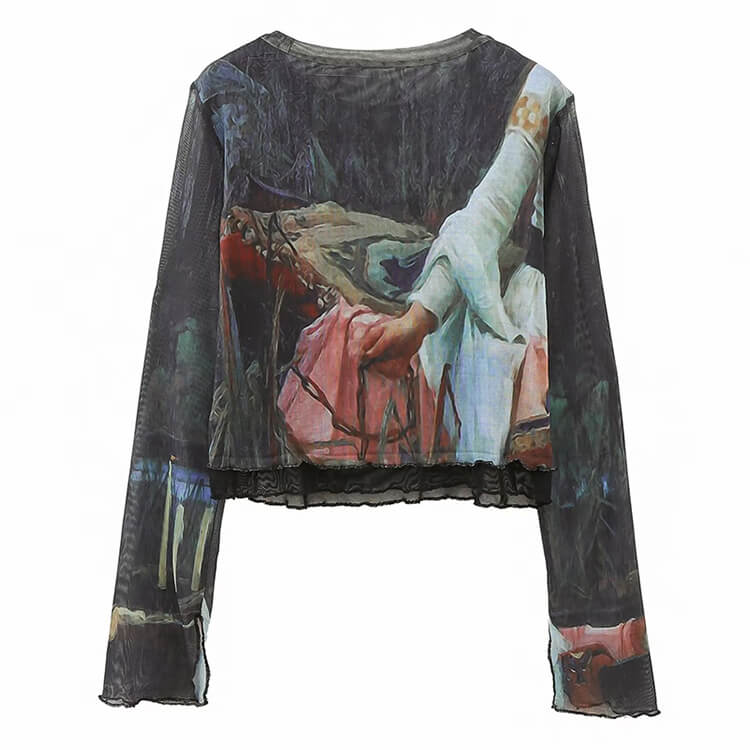 Folklore Women Dark Aesthetic Tales Mesh Top