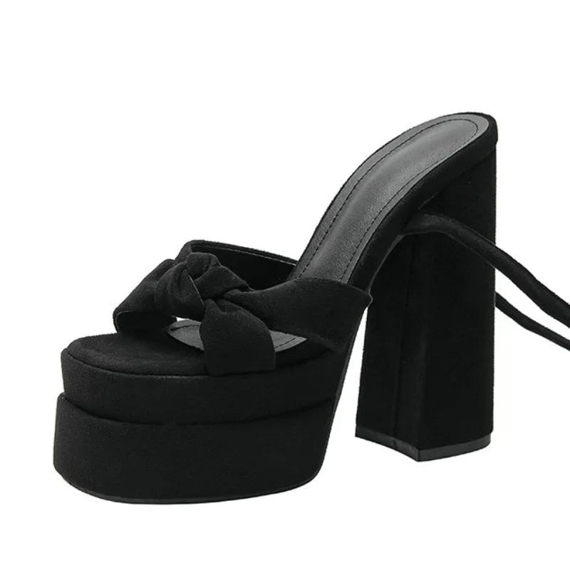 French Style Black Cross Strap Sandals