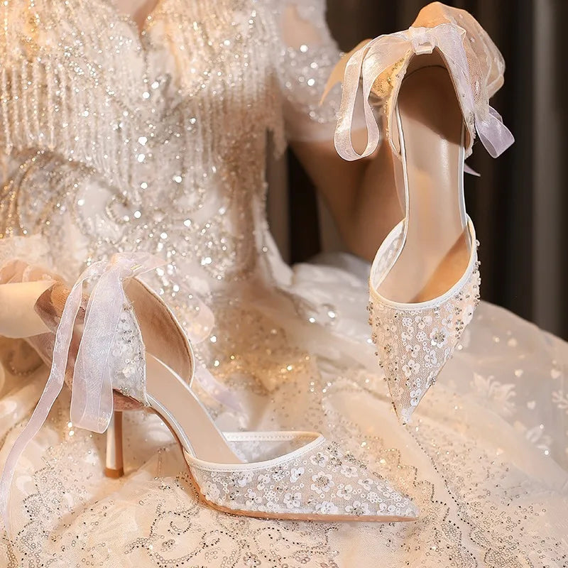 French Style White Wedding Shoes
