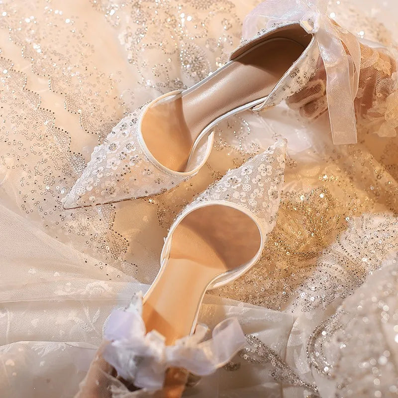 French Style White Wedding Shoes