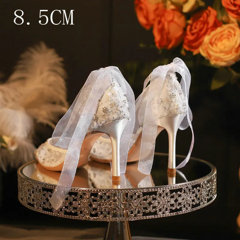 French Style White Wedding Shoes
