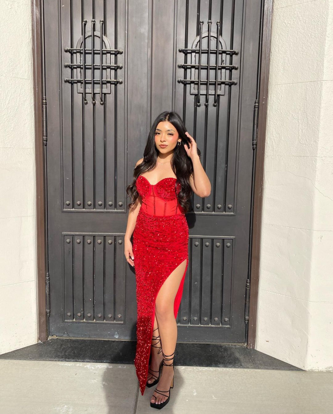 Spliced Adjustable Strap Dress