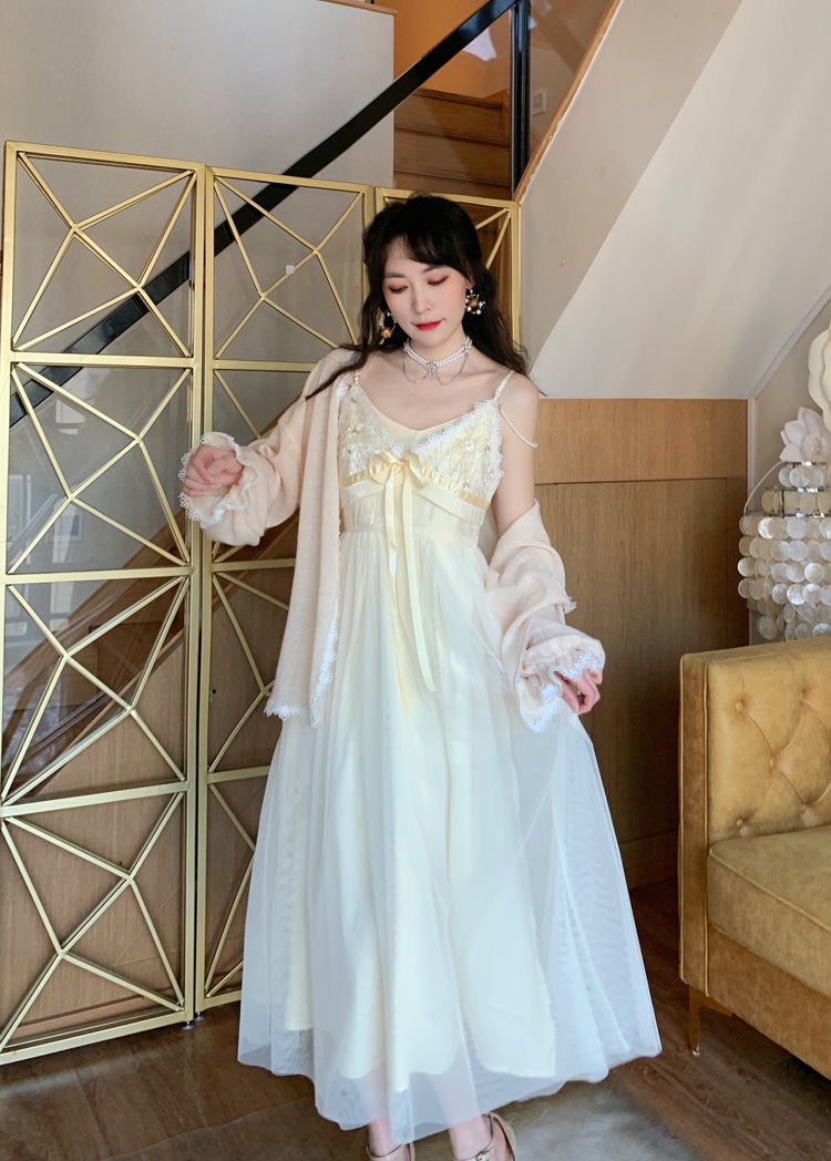 Gold Fortune Vintage-Aesthetic Romantic Fairy Princess Dress