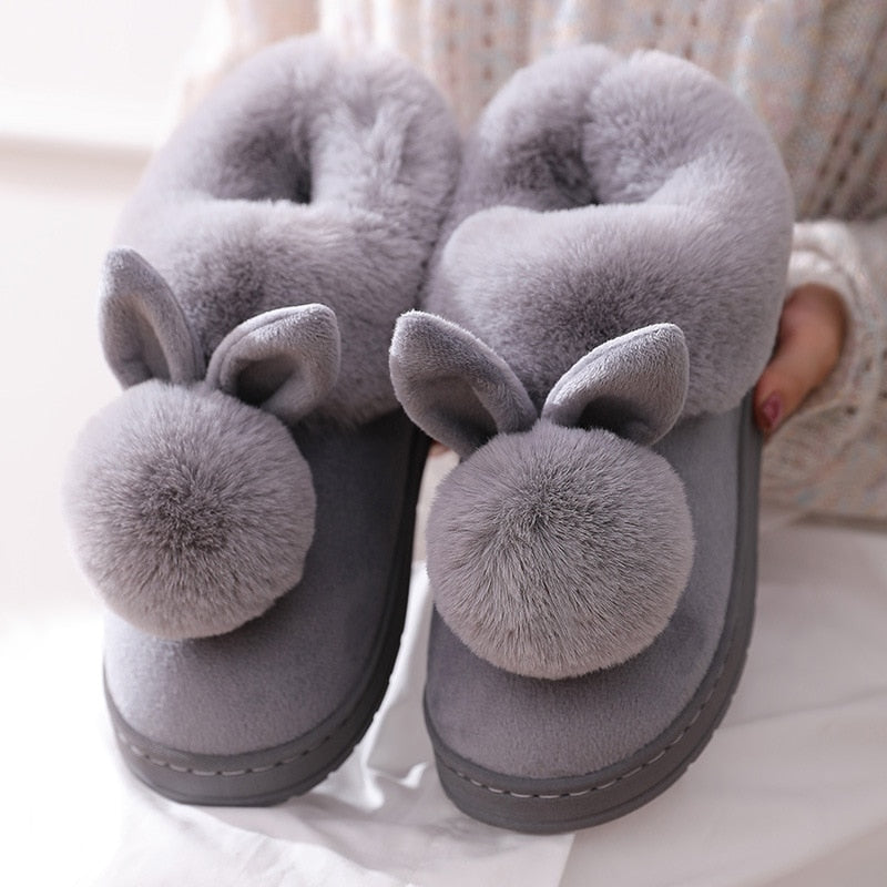 Rabbit Ear Fluffy Indoor Slippers