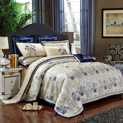 4/6/10Pcs Blue Jacquard Luxury Bedding Set