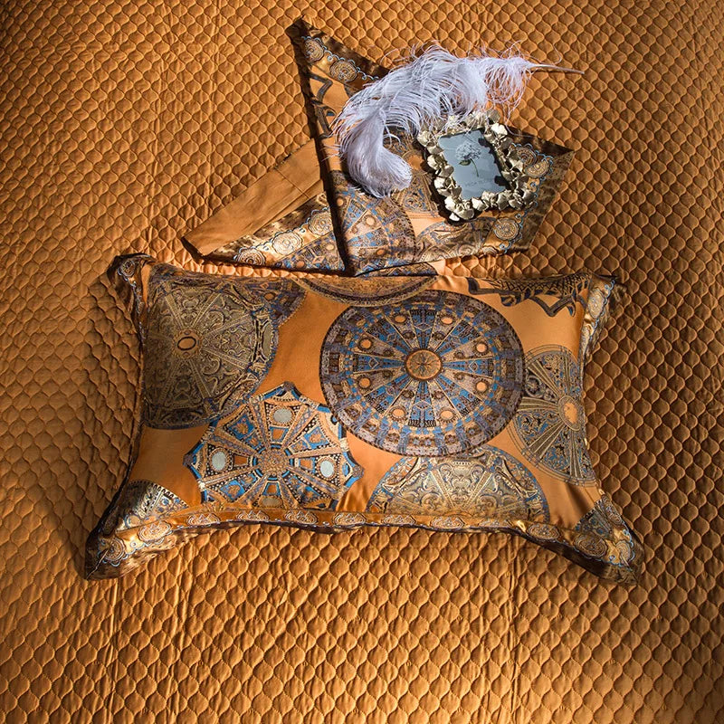 Luxury Golden Silver Satin Cotton Bedding Set
