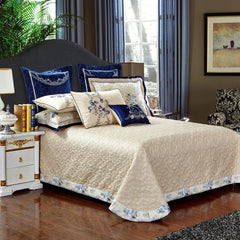 4/6/10Pcs Blue Jacquard Luxury Bedding Set