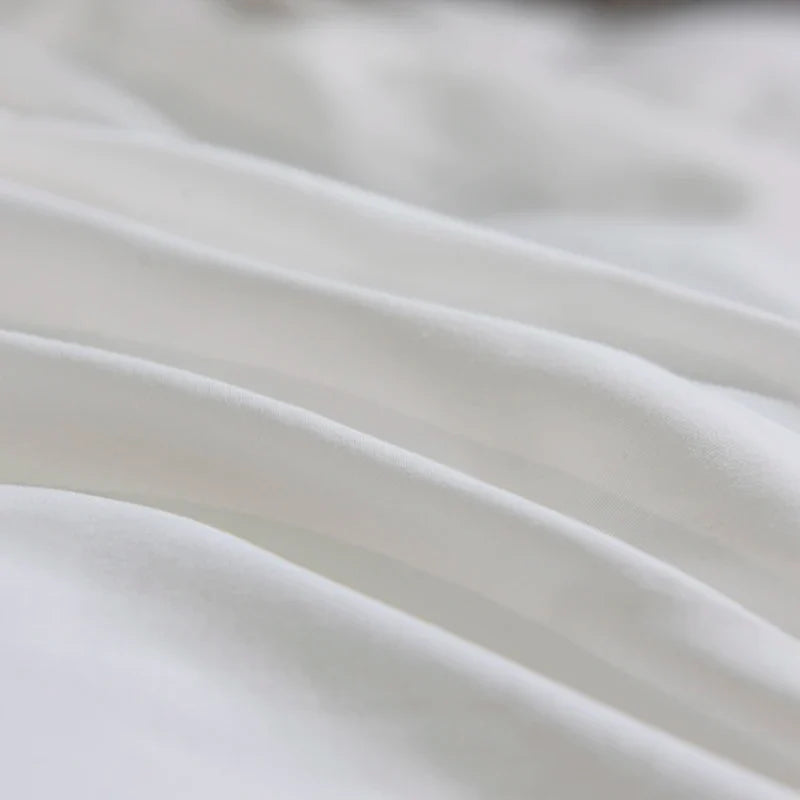 White Silver Silk Cotton Luxury Butterfly Bedding Set