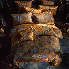 Luxury Golden Silver Satin Cotton Bedding Set