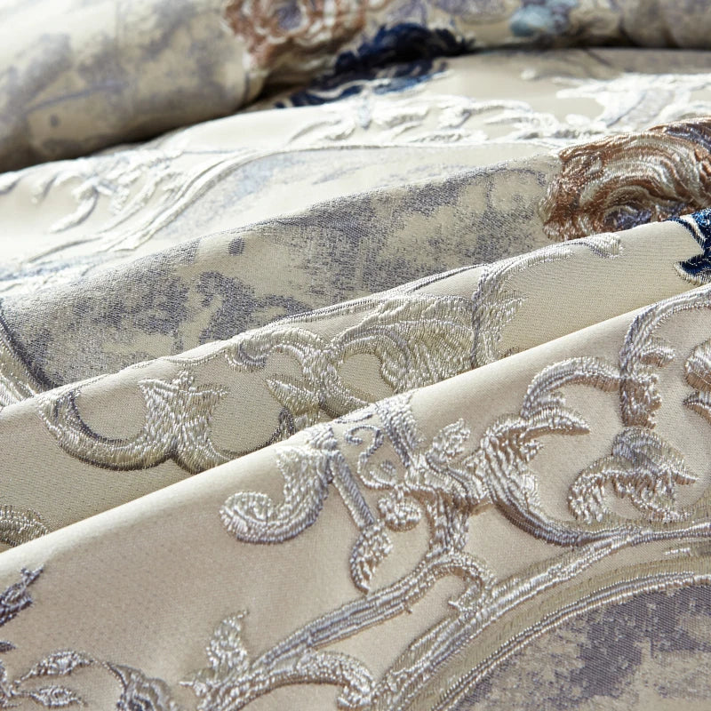 4/6/10Pcs Blue Jacquard Luxury Bedding Set