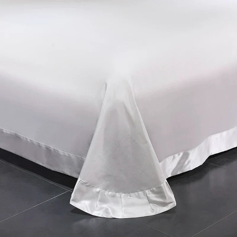 White Silver Silk Cotton Luxury Butterfly Bedding Set
