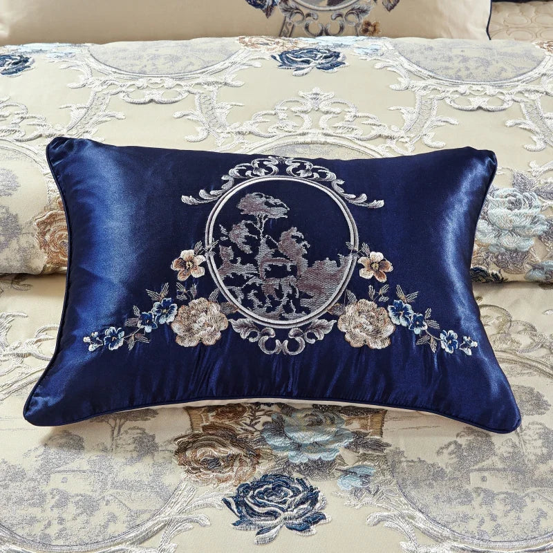 4/6/10Pcs Blue Jacquard Luxury Bedding Set