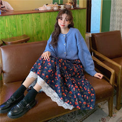 Floral Cottagecore Corduroy Skirt