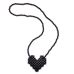 Heart Beaded Woven Handbag