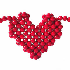 Heart Beaded Woven Handbag