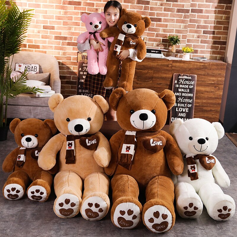 High Quality 80/100CM 4 Colors Teddy Bear With Scarf Stuffed Animals Bear Plush Toys Teddy Bear Doll Lovers Birthday Baby Gift