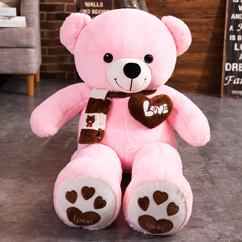 High Quality 80/100CM 4 Colors Teddy Bear With Scarf Stuffed Animals Bear Plush Toys Teddy Bear Doll Lovers Birthday Baby Gift