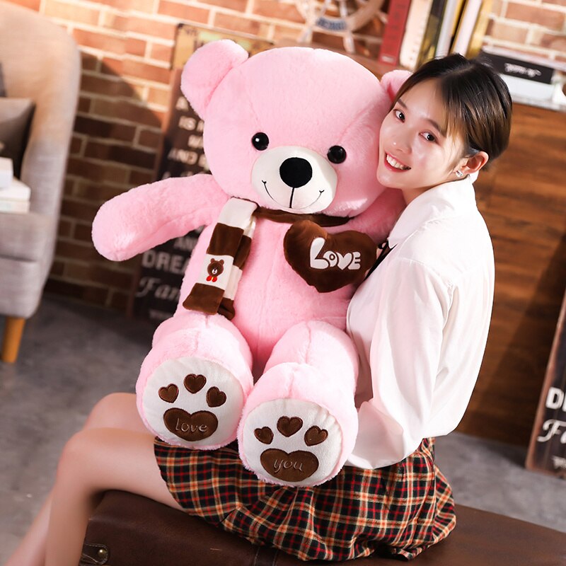 High Quality 80/100CM 4 Colors Teddy Bear With Scarf Stuffed Animals Bear Plush Toys Teddy Bear Doll Lovers Birthday Baby Gift