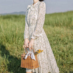 Fern Valley Cottagecore Mori Girl Soft Floral Chiffon Dress
