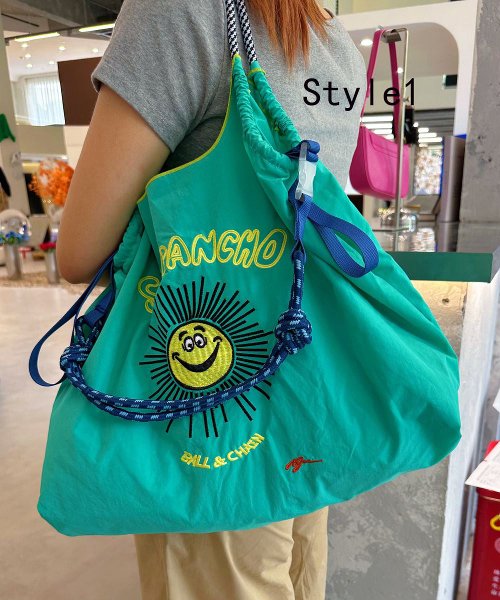 Japanese Style Embroidered Nylon Satchel Bags SX1013