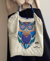 Japanese Style Embroidered Owl Large Capacity Shopping Bag SX1009