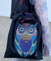 Japanese Style Embroidered Owl Large Capacity Shopping Bag SX1009