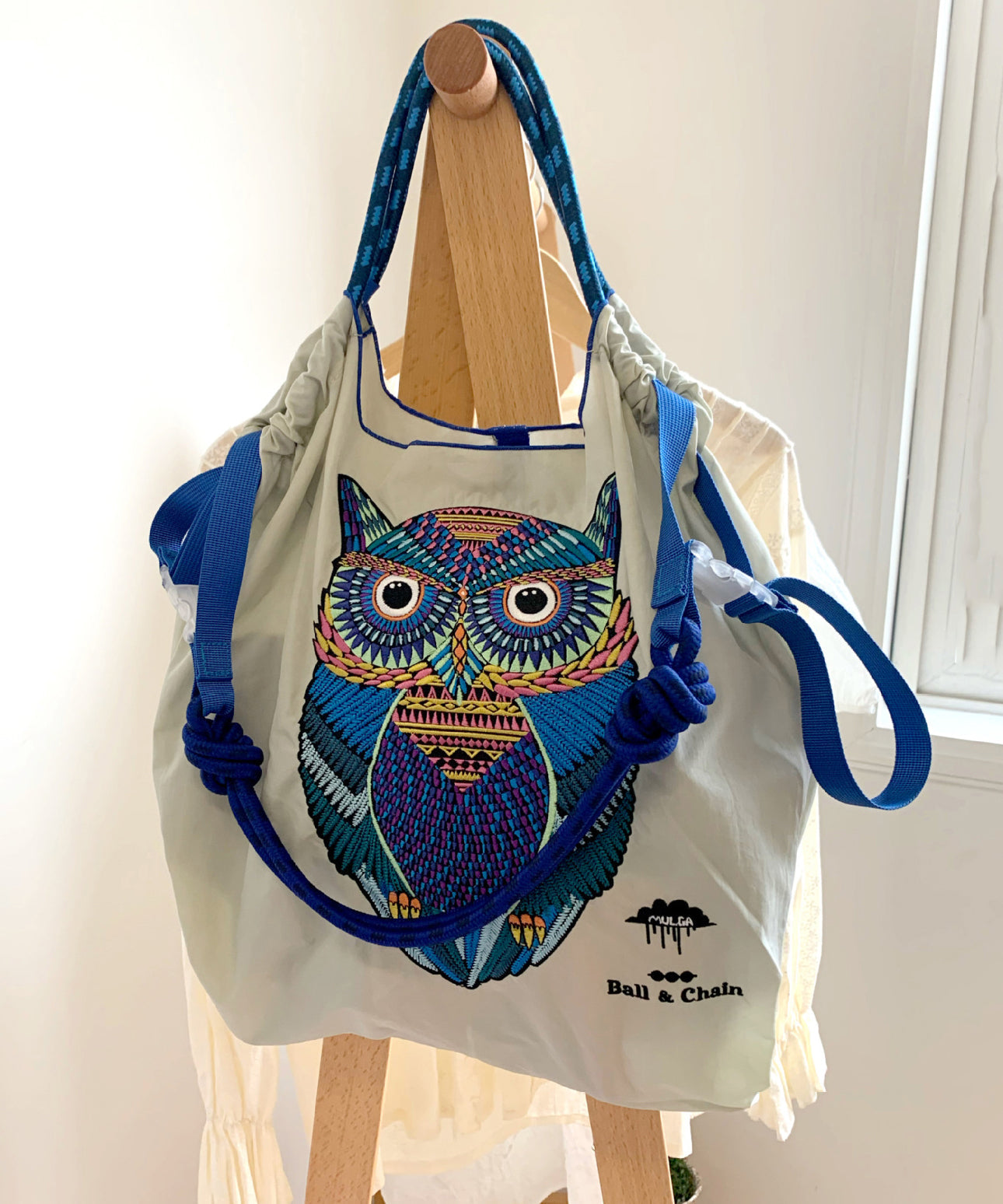 Japanese Style Embroidered Owl Large Capacity Shopping Bag SX1009