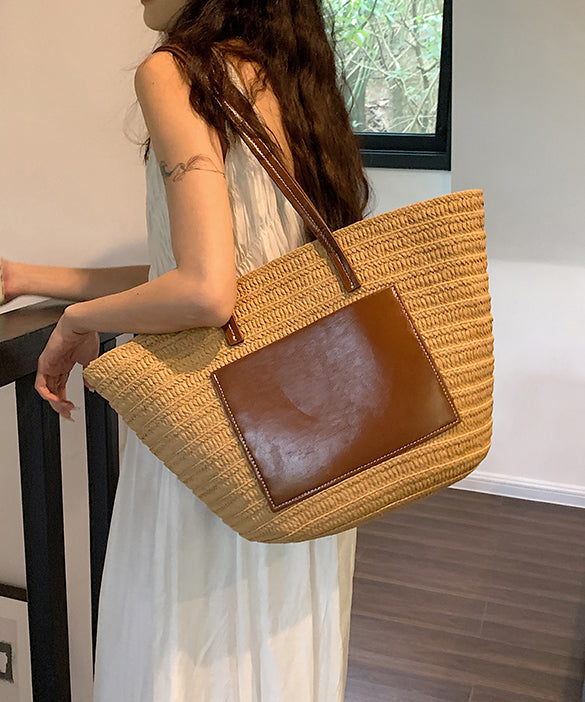 Korean Versatile Large Capacity Straw Woven Satchel Bags