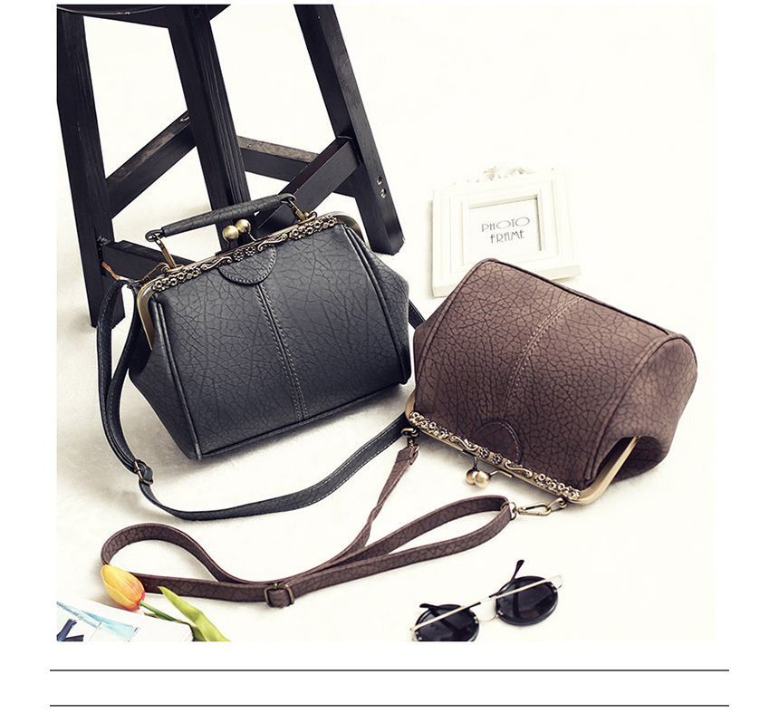 Kiss Bag Top Handle Crossbody Plain Lock