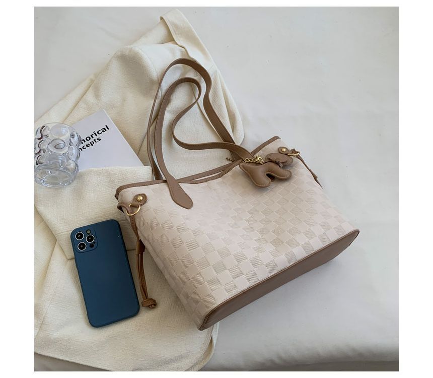 Argyle Pattern Tote Bag + Horse Charm