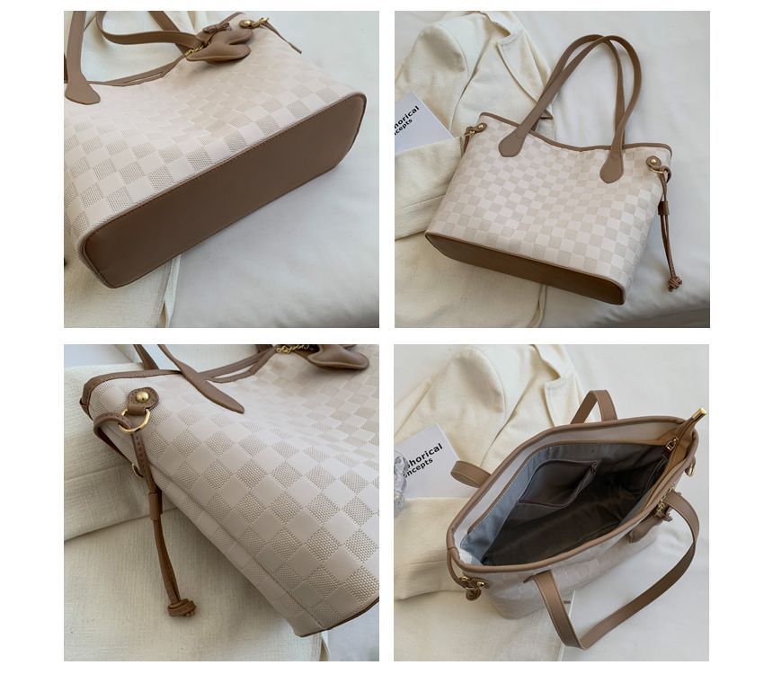 Argyle Pattern Tote Bag + Horse Charm