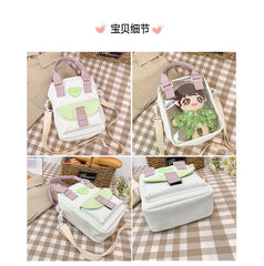 Heart Embroidered PVC Panel Crossbody Bag