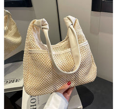 Straw Tote Bag + Faux Leather Pouch