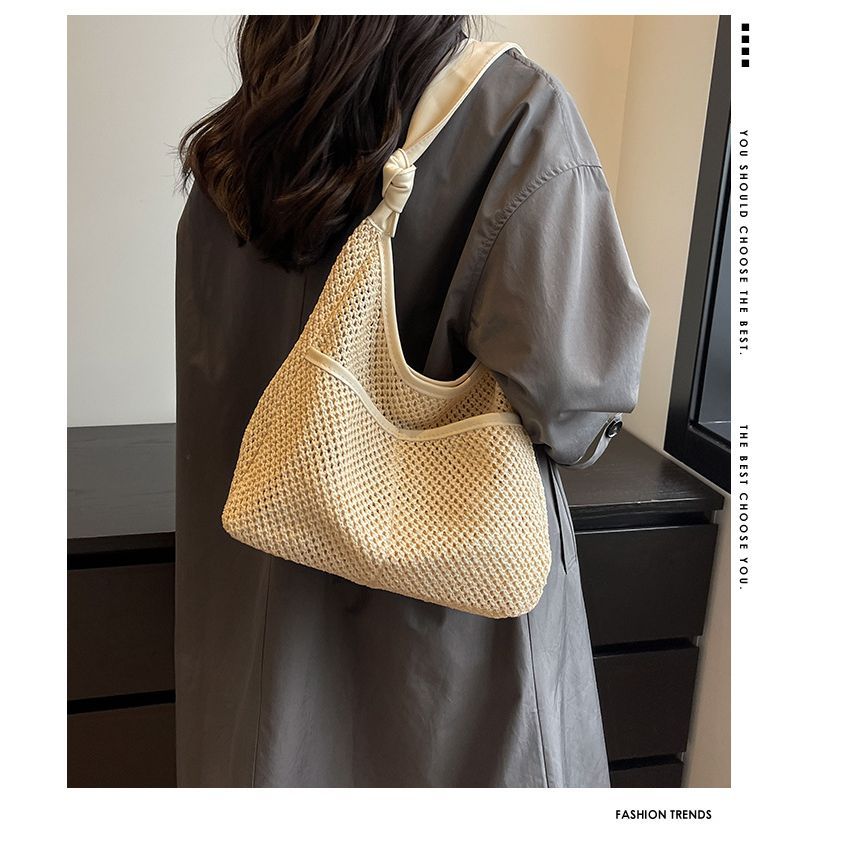 Straw Tote Bag + Faux Leather Pouch