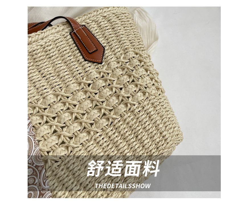 Straw Tote Bag + Paisley Print Neckerchief