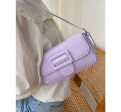 Buckled Bag Flap Faux Shoulder Leather