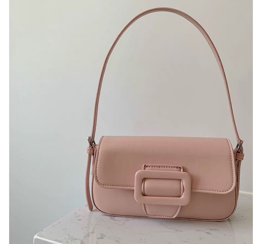 Buckled Bag Flap Faux Shoulder Leather