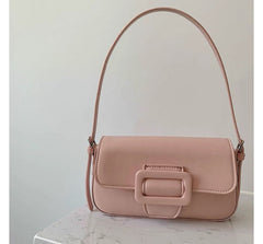 Buckled Bag Flap Faux Shoulder Leather