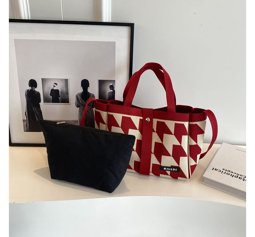 Top Handle Patterned Crossbody Bag + Pouch