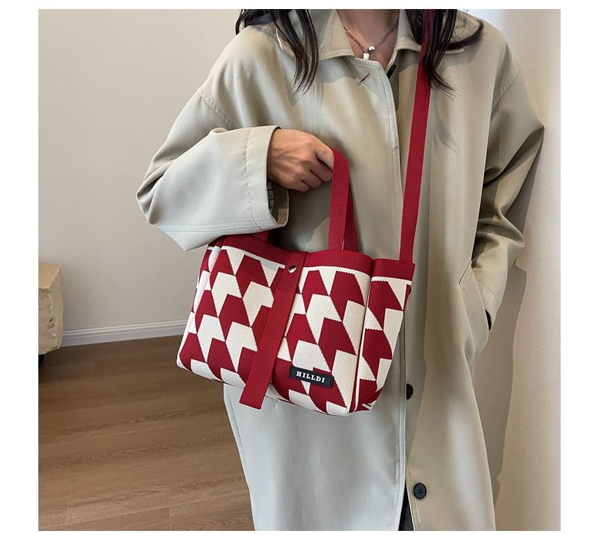 Top Handle Patterned Crossbody Bag + Pouch