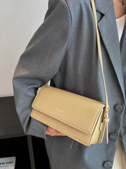 Lettering Faux Leather Flap Shoulder Bag