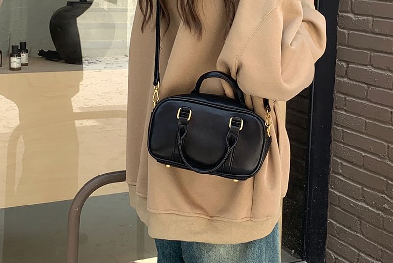Faux Bag Top Leather Crossbody Plain Handle